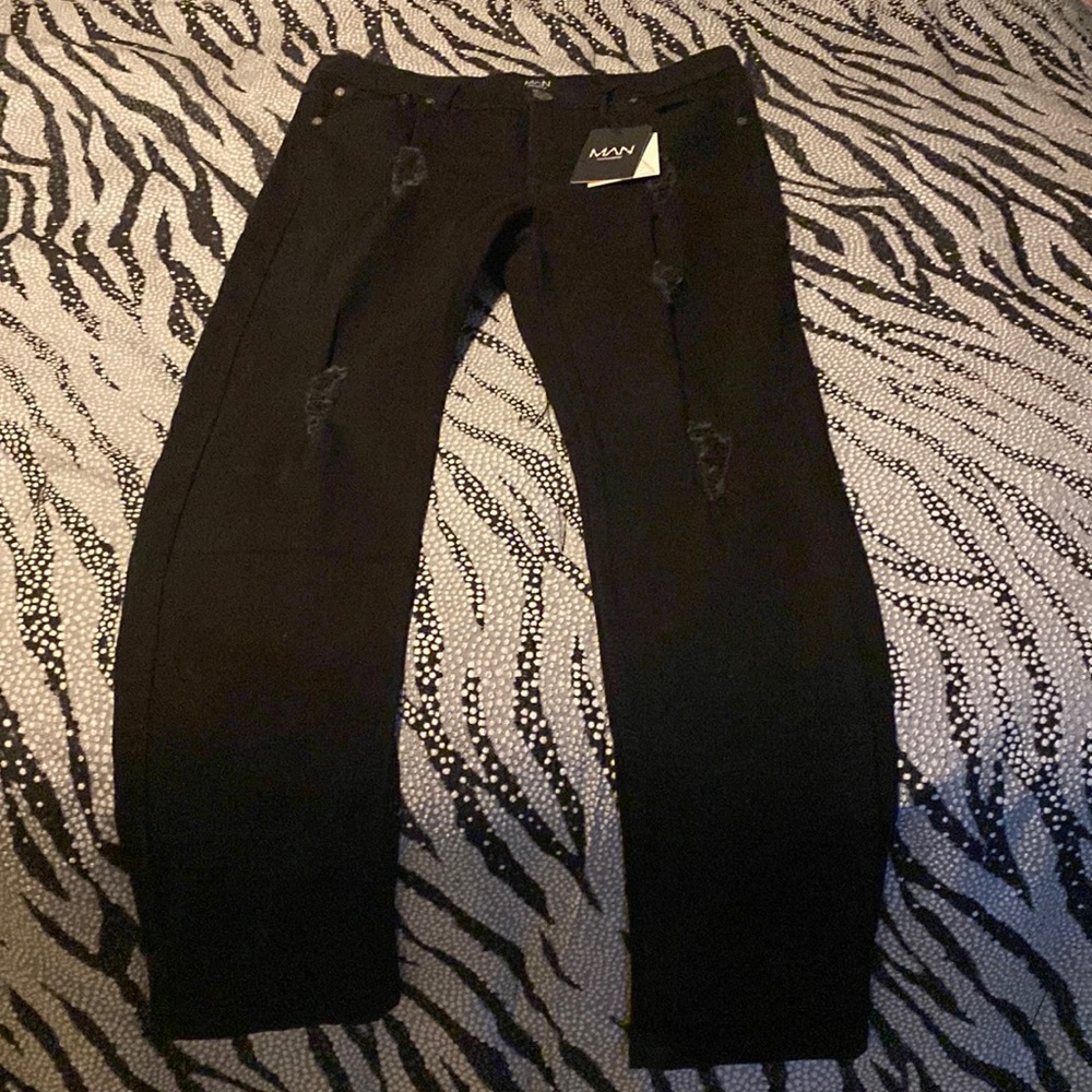 Multi Rip Black Skinny Jeans.NEW with tags!